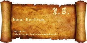 Neer Bertram névjegykártya